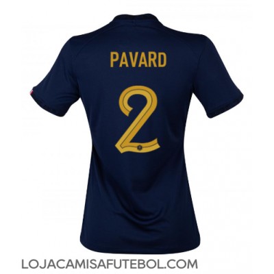 Camisa de Futebol França Benjamin Pavard #2 Equipamento Principal Mulheres Mundo 2022 Manga Curta